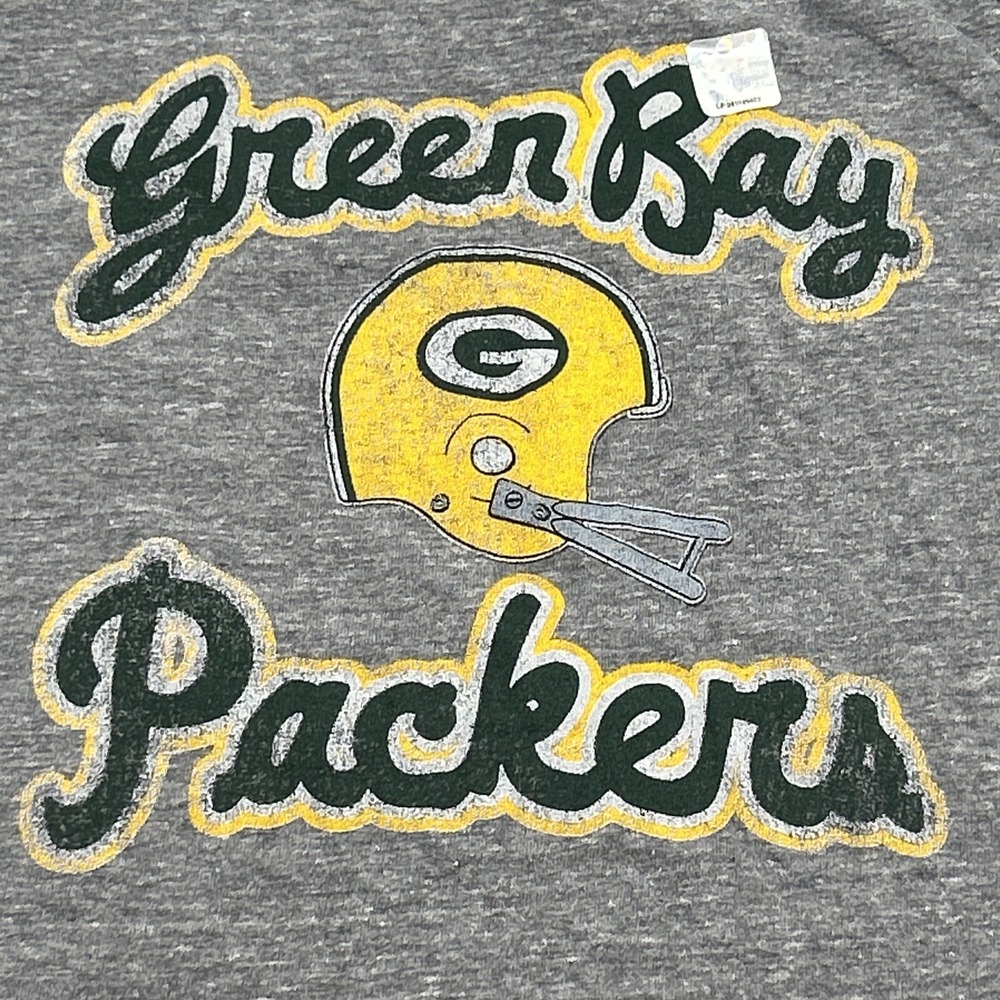 Green Bay Packers Shirt Women's 2X Gray‎ Green Retro Sport 3/4 Sleeve  NEW